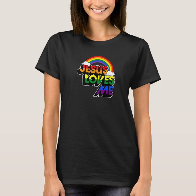 Camiseta Jesús Me Ama Gay Rainbow Cute Christian Lgbtq P (Anverso)