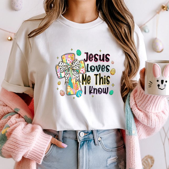 Camiseta Jesús Me Ama Pascua; Cruz Floral Cristiana (Subido por el creador)
