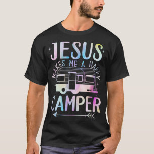 Camiseta Jesús Me Hace Un Feliz Camper Camping RV Cristiano