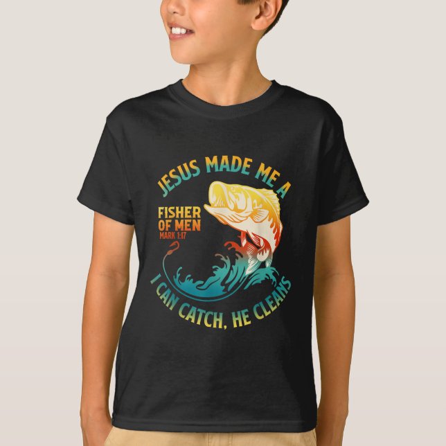 Camiseta Jesús Me Hizo Una Biblia Pescadora Verse Marcos 1_ (Anverso)