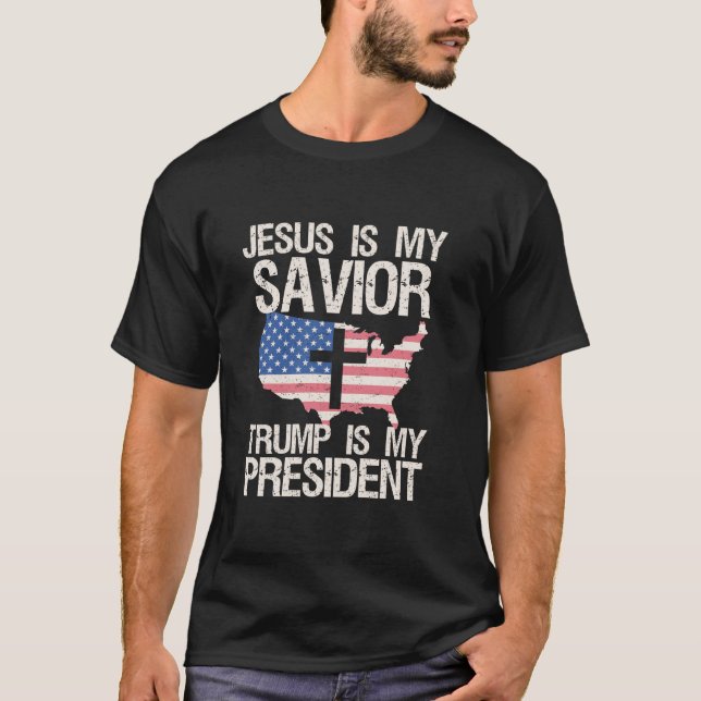 Camiseta JESÚS Mi Salvador TRUMP Mi Presidente La Bandera d (Anverso)