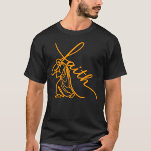 Camiseta Jesús minimalista llevando la cruz de la fe cristi