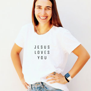 Camiseta Jesús minimalista te ama el texto