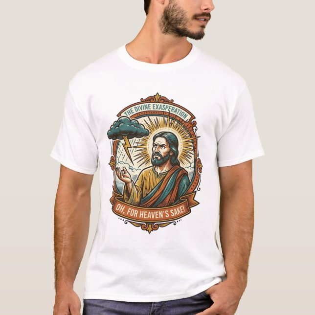 Camiseta Jesús molesto Nube oscura de lluvia Relámpago Clim (Anverso)