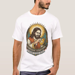 Camiseta Jesús Molesto Residuo de Papel de Pegatina al Pela