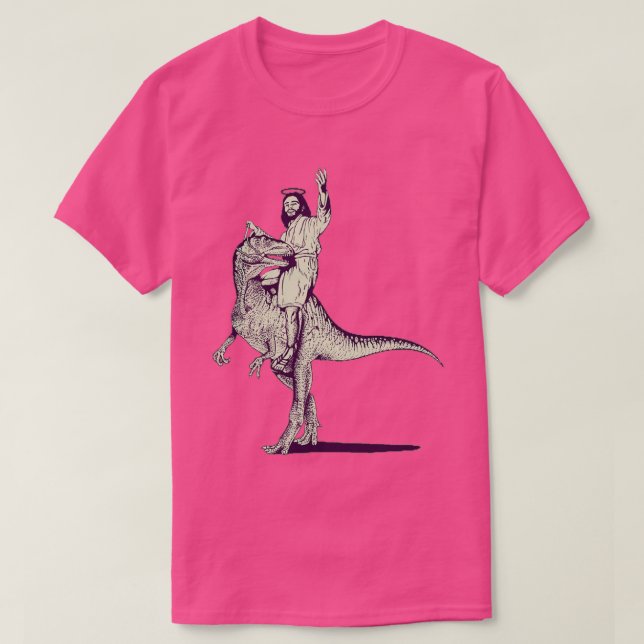 Camiseta Jesús montando dinosaurio (Diseño del anverso)