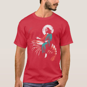 Camiseta Jesús montando un camarón divertido cristiano aman