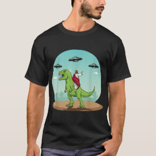 Camiseta Jesús Montando Un Dinosaurio Gracioso Bigfoot UFO 