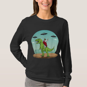 Camiseta Jesús Montando Un Dinosaurio Gracioso Bigfoot UFO 