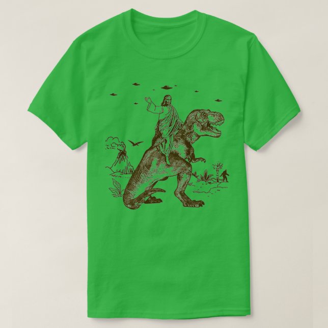 Camiseta Jesús montando un regalo perfecto para los dinosau (Diseño del anverso)
