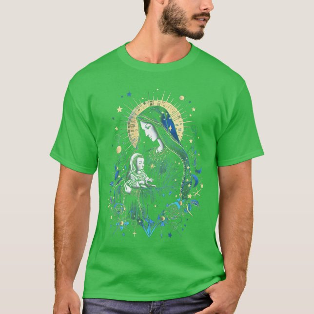 Camiseta Jesus Mother Mary Virgin Mary Catholic Art 19 fami (Anverso)