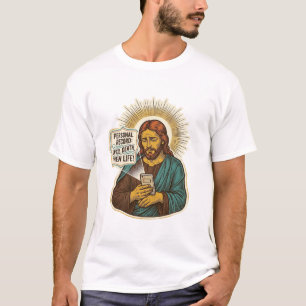 Camiseta Jesus Muerto Teléfono Sin Música Humor De Gimnasio