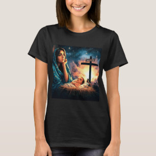 Camiseta Jesús, nacido para morir, cruz, Navidades, cristia