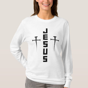 Camiseta JESUS Nail Cross Christian Faith Para Creyentes