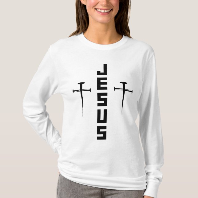 Camiseta JESUS Nail Cross Christian Faith Para Creyentes (Anverso)