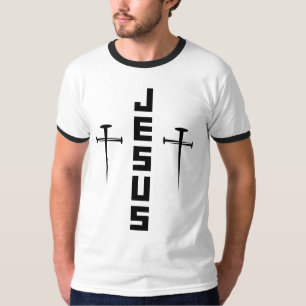Camiseta JESUS Nail Cross Christian Faith Para Creyentes