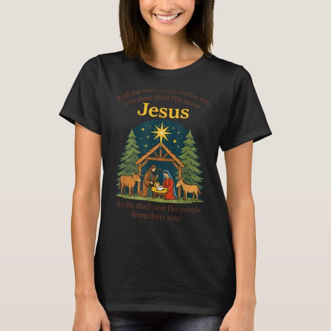 Camiseta Jesus Nativity Christian Christmas Bible Pjs Toddl (Anverso)