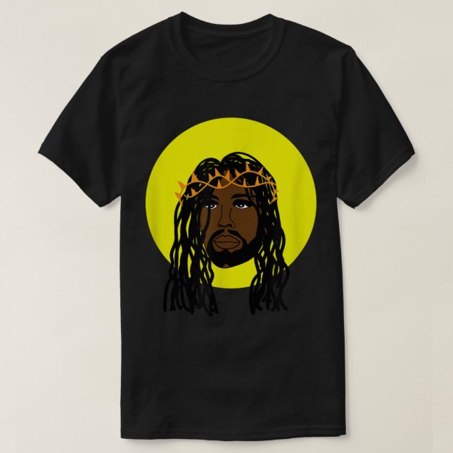 Camiseta Jesús negro localiza religión afroamericana (Diseño del anverso)