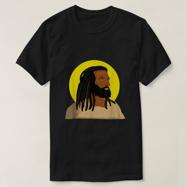 Camiseta Jesús negro localiza religión afroamericana1462 (Diseño del anverso)
