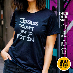 Camiseta Jesús No Traté de Encajar Graffiti Grunge Divertid