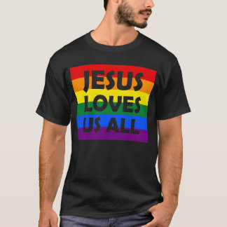 Camiseta JESÚS NOS AMA A TODOS LGBT orgullo gay Arcoíris ch