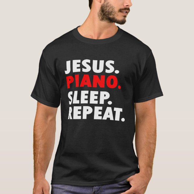 Camiseta Jesús Piano Dormir Repetir música cristiana Premiu (Anverso)