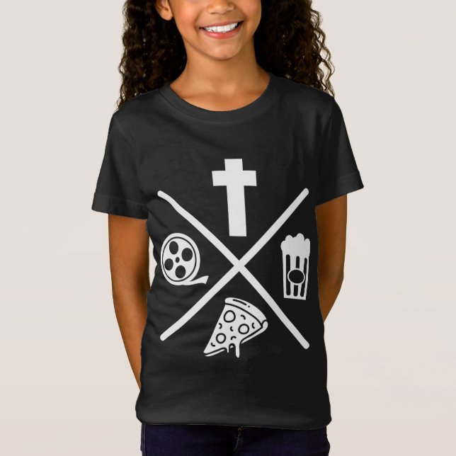 Camiseta Jesus Popcorn Pizza Pelea Gi de comida cristiana (Anverso)