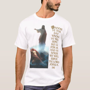 Camiseta Jesús que derrota el 24:15 de Satan y de Joshua