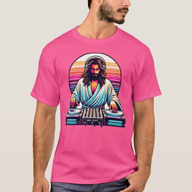 Camiseta Jesus Raves Dj Rave Techno Edm Fiesta Festival (Anverso)