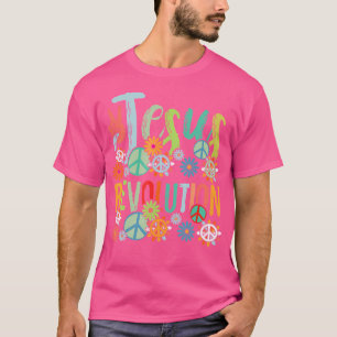 Camiseta Jesús Revolution Faith Retro Groovy Flower Peace S