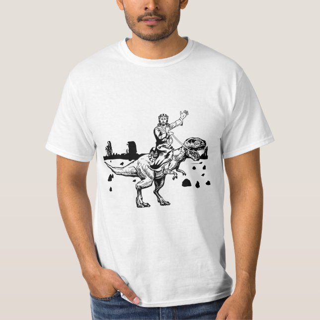 Camiseta Jesus Riding Dinosaur Funny Graphic  (Anverso)