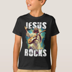 Camiseta Jesús roca con guitarra - Divertida iglesia cristi