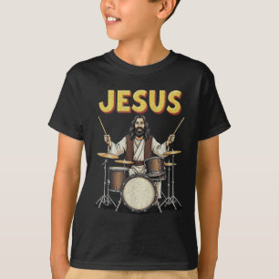 Camiseta Jesús Rockea Música Funny Diseño de Drummer Cristi