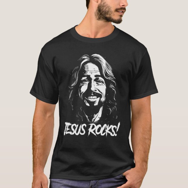 Camiseta Jesus Rocks  Musician Rocker Christ 1 (Anverso)
