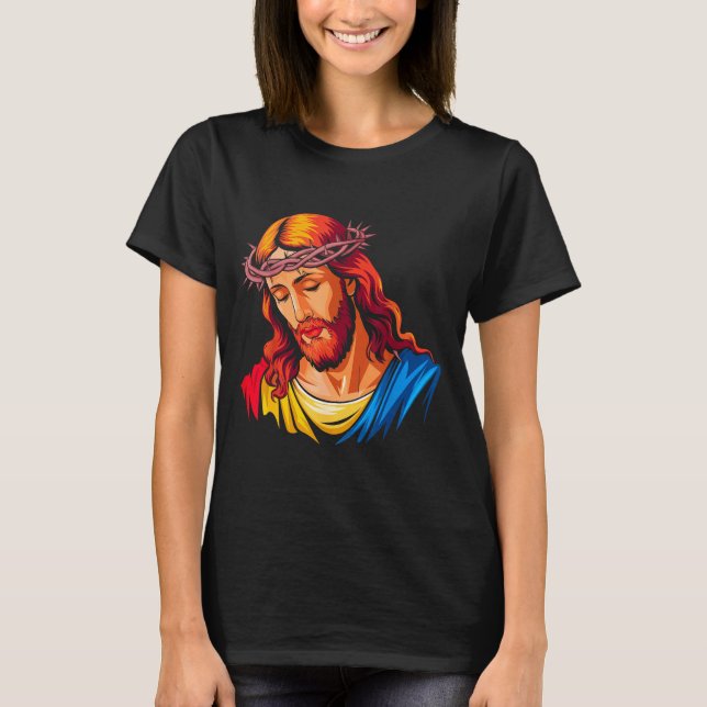 Camiseta Jesus Rtrait Art Christian Religious  (Anverso)