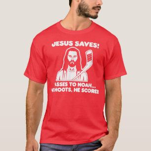 Camiseta Jesús salva a Hockey Divertido Católico Dios Santo