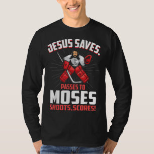 Camiseta Jesús salva a un portero de hockey y pasa a Moses 