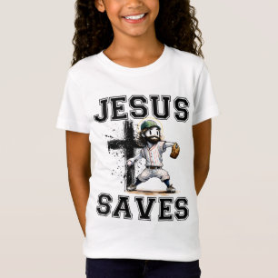 Camiseta Jesús salva al béisbol Cro de la fe religiosa cris