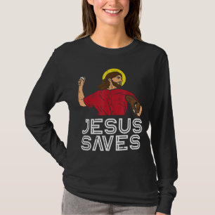 Camiseta Jesús salva al béisbol Dios Deportes Hombres Crist