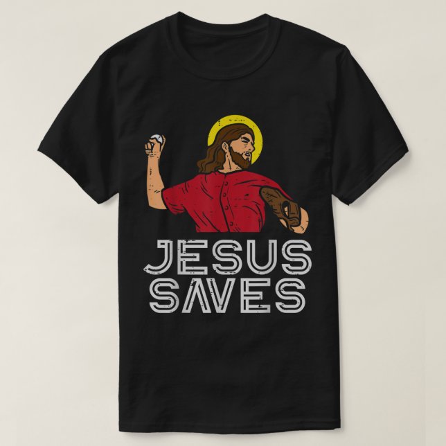 Camiseta Jesús salva al béisbol Dios Deportes Hombres Crist (Diseño del anverso)