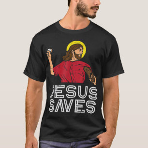 Camiseta Jesús salva al béisbol Dios Deportes Hombres Crist