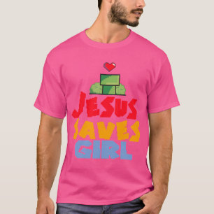 Camiseta Jesús salva al Chica Jesús le da vida al rey salva