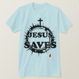 Camiseta Jesús salva con cruz y corona de ánimos