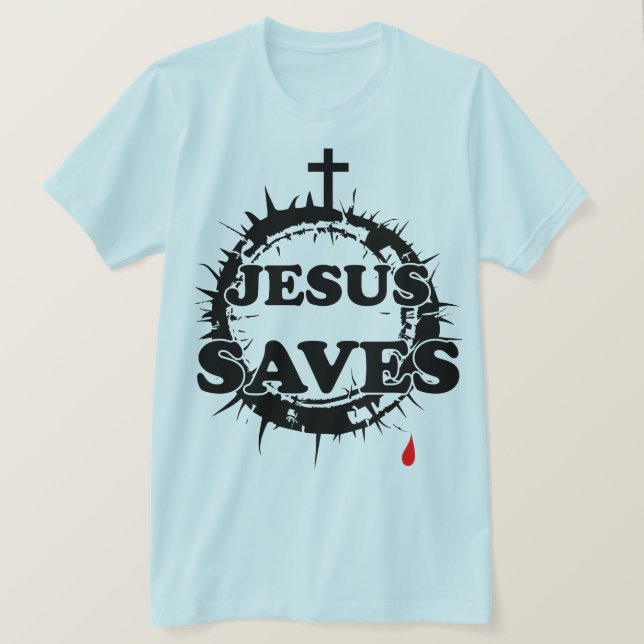 Camiseta Jesús salva con cruz y corona de ánimos (Anverso del diseño)