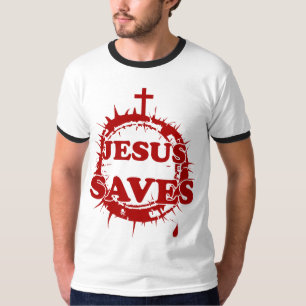 Camiseta Jesús salva con cruz y corona de ánimos