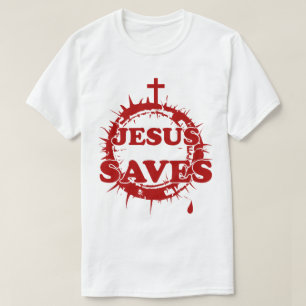 Camiseta Jesús salva con cruz y corona de ánimos