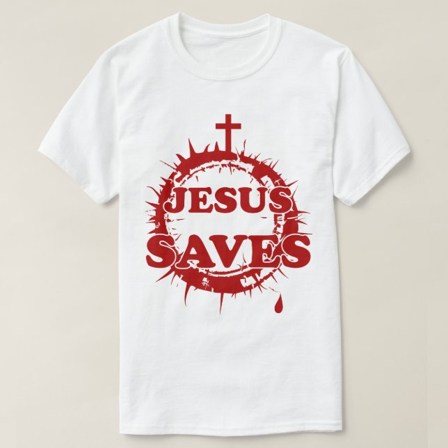 Camiseta Jesús salva con cruz y corona de ánimos (Diseño del anverso)