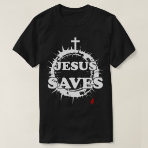 Camiseta Jesús salva con cruz y corona de ánimos