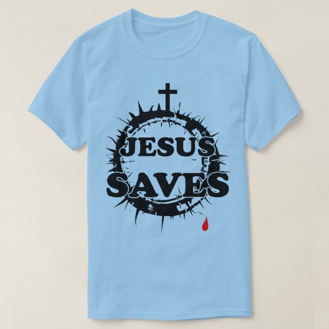 Camiseta Jesús salva con cruz y corona de ánimos (Diseño del anverso)