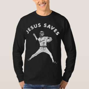 Camiseta Jesús salva el béisbol de fe religiosa cristiana